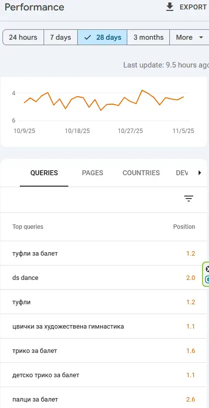 Ds-Dance.com - organic ranking in Google